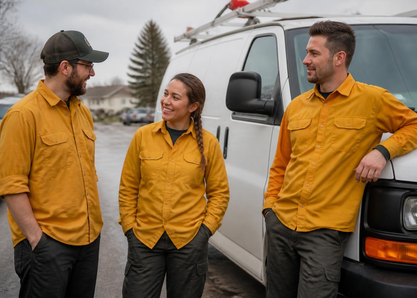 The A to Z team beside a service van in Saskatoon